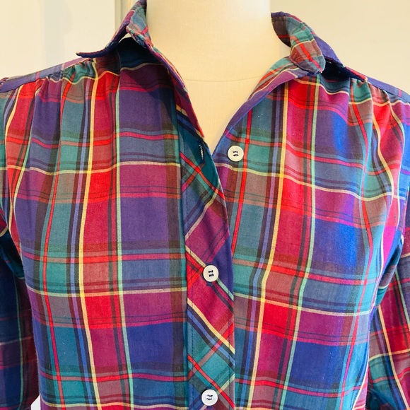 Cheryl Tiegs Button-Up Plaid Blouse - Picture 5 of 6